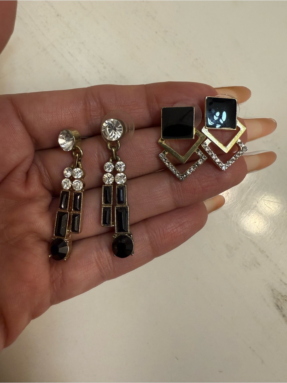 BUNDLE DEAL- set of 2 earrings black & crystal